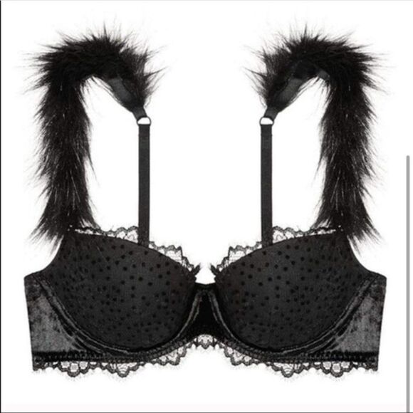 Victoria’s Secret Dream Angels Faux Fur Lined Demi Bra 32D - Picture 3 of 10